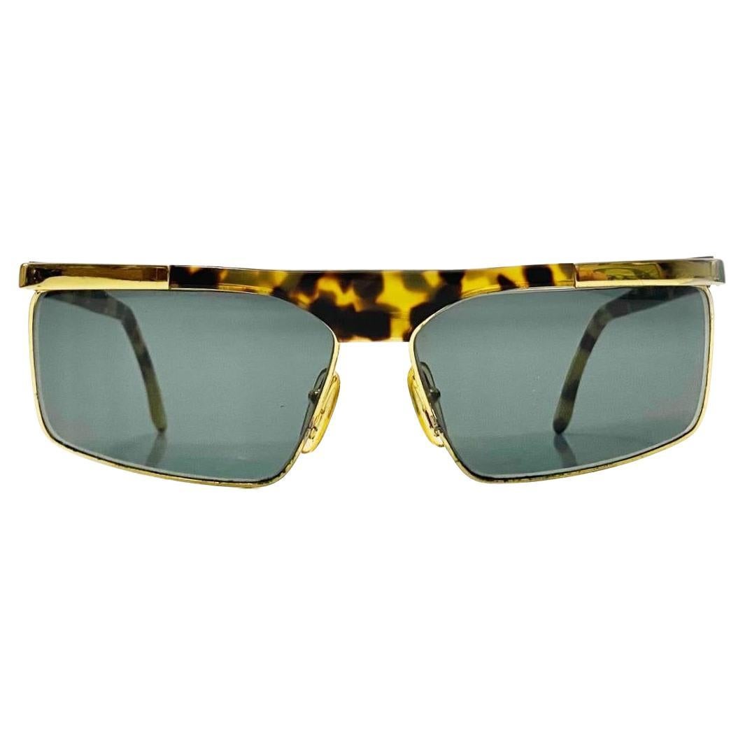 1990S Versace Gold Metal Tortoiseshell Sunglasses