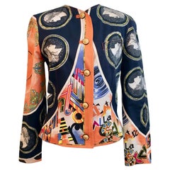 1990s Versace Greek Medallion and Abstract Art Printed Jacket