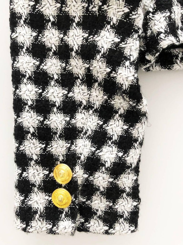 Women's 1990s Versace Houndstooth Double Breasted Blazer For Sale