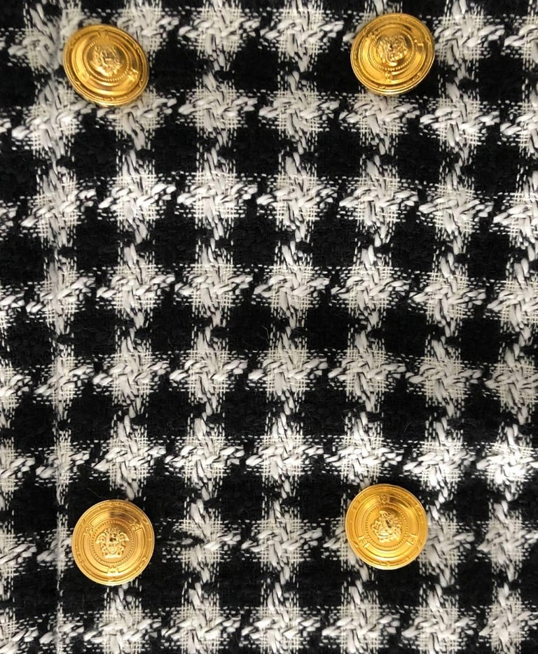1990s Versace Houndstooth Double Breasted Blazer For Sale 1