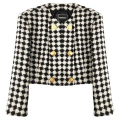 1990s Versace Jeans Couture Houndstooth Double Breasted Blazer