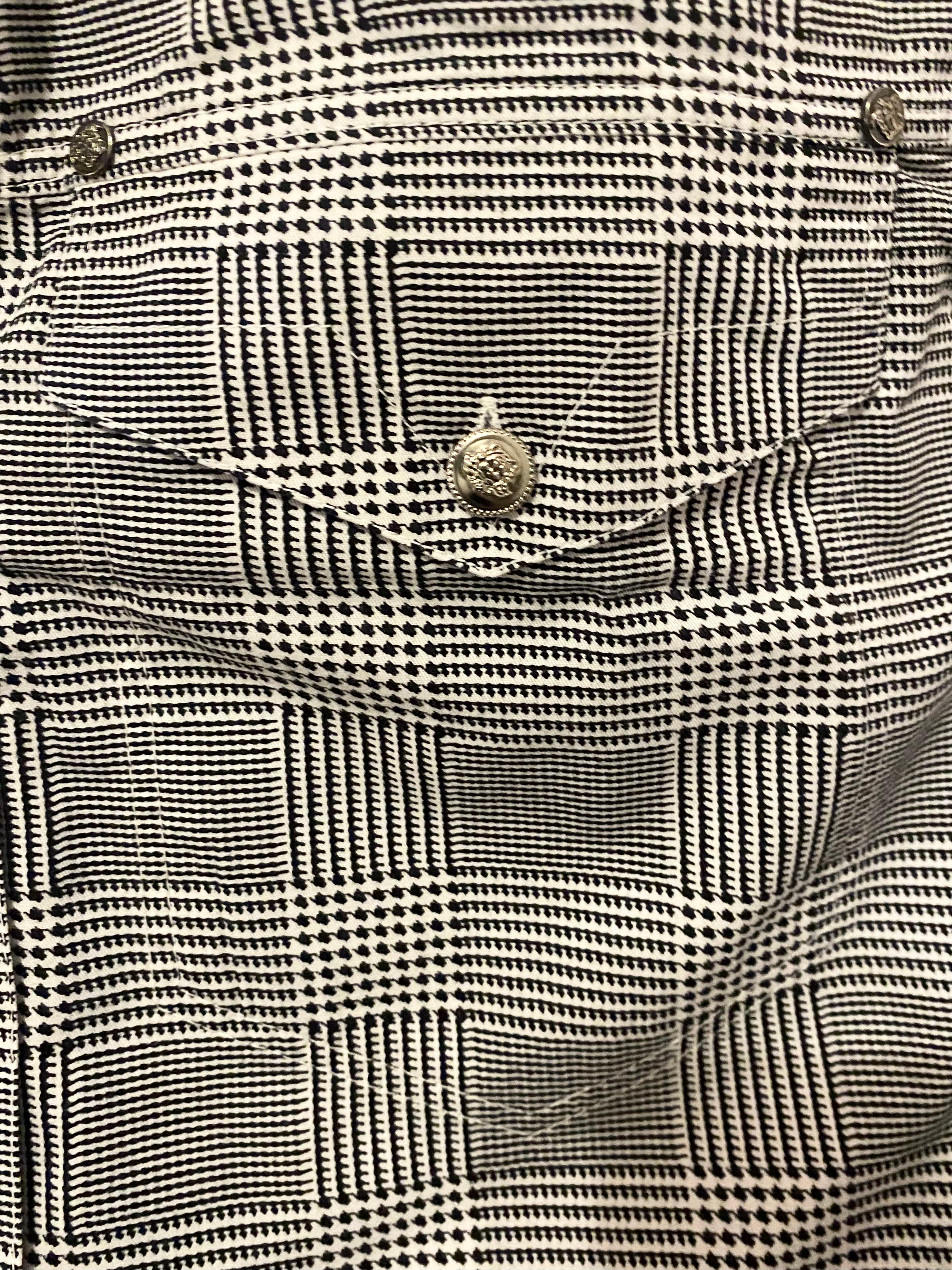 Women's or Men's 1990s VERSACE Medusa Houndstooth Cotton Oversized Shirt For Sale