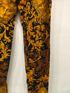 1990s Versace Jeans by Gianni Versace black and gold baroque pants size 32 denim