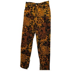 1990s Versace Jeans by Gianni Versace black and gold baroque pants size 32 denim