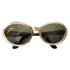 Versace 1990s Matte Gold Metal Sunglasses
