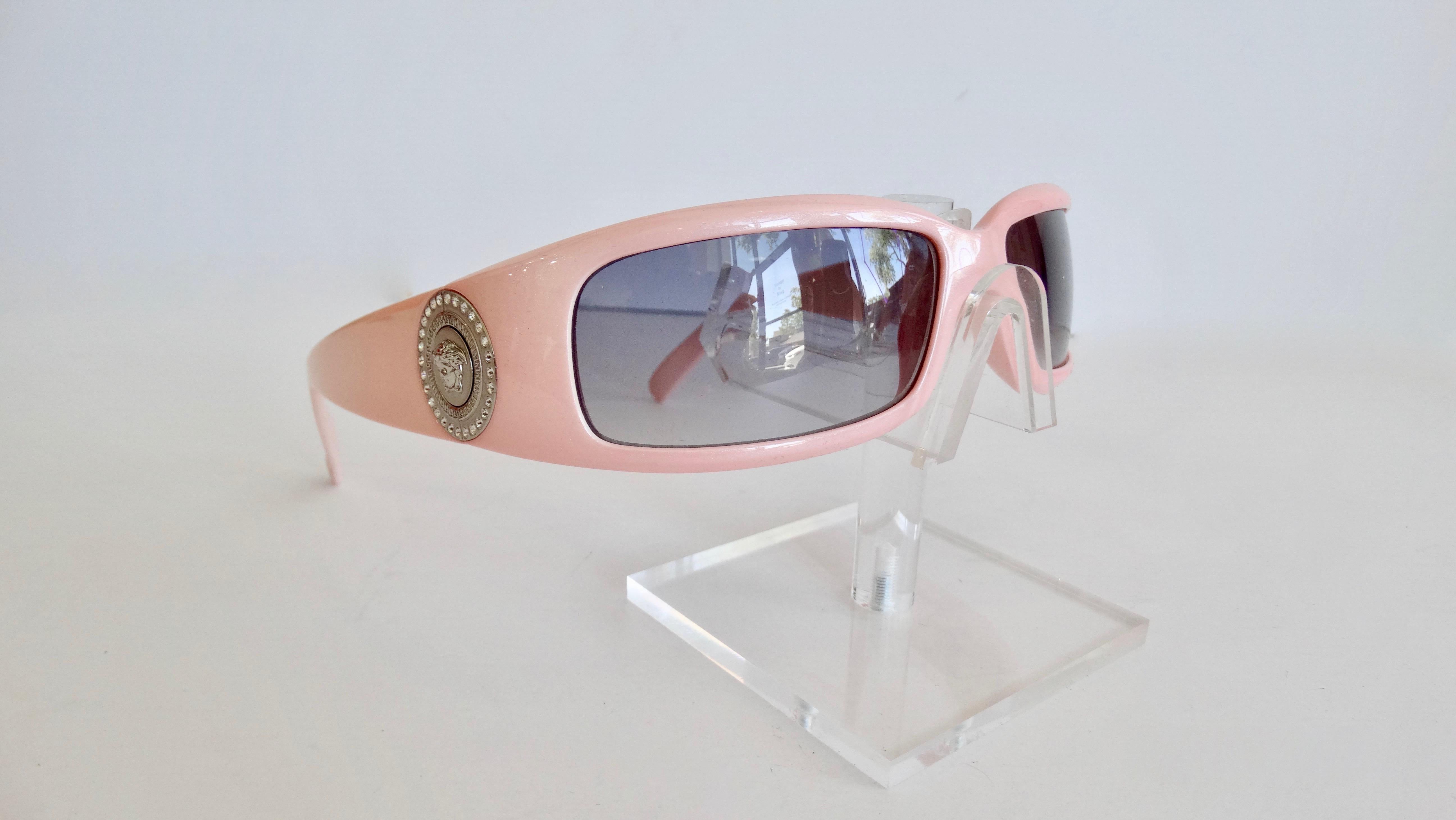 Versace 1990s Medusa Head Rectangle Wrap Sunglasses  5