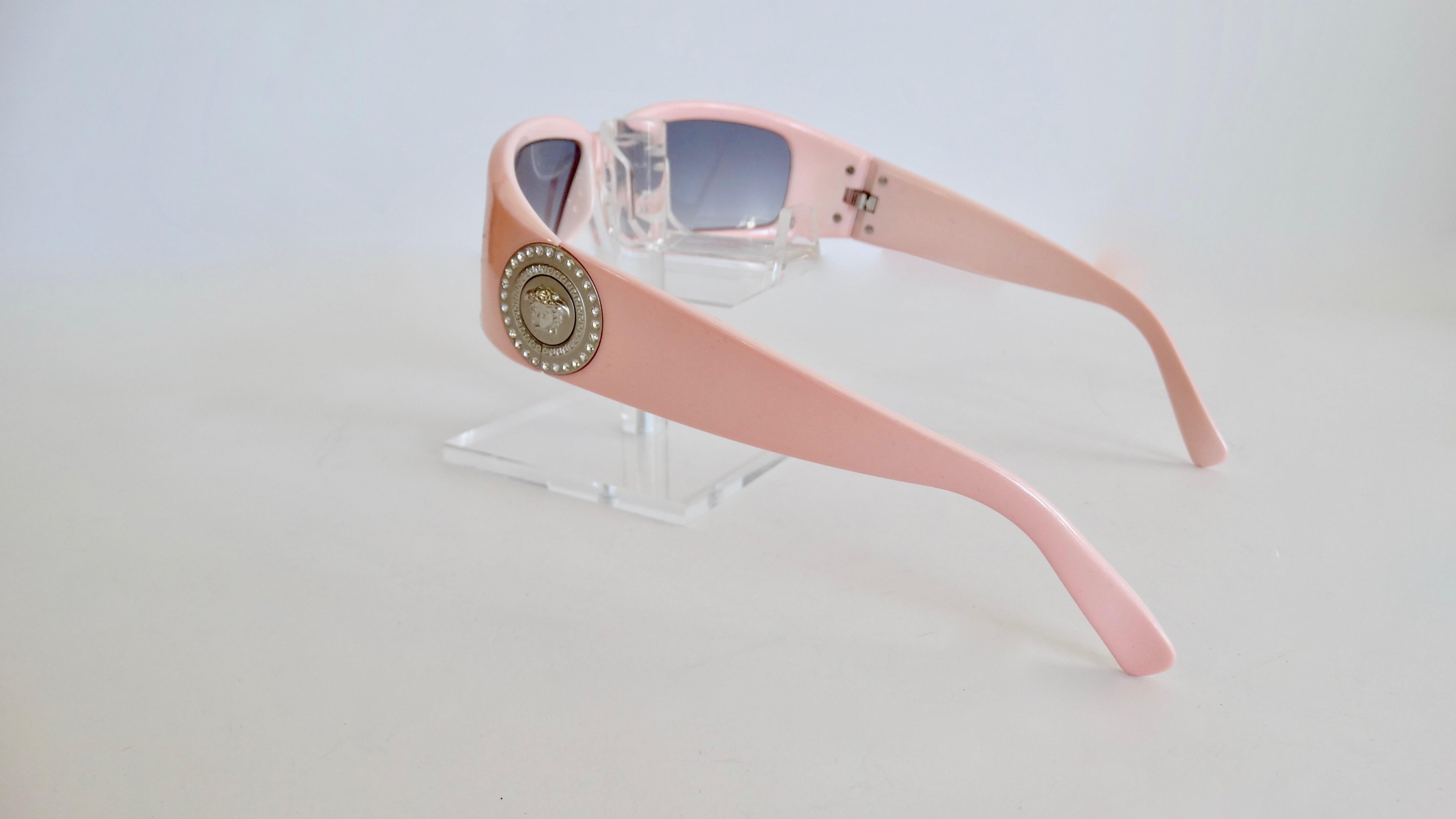 Versace 1990s Medusa Head Rectangle Wrap Sunglasses  3