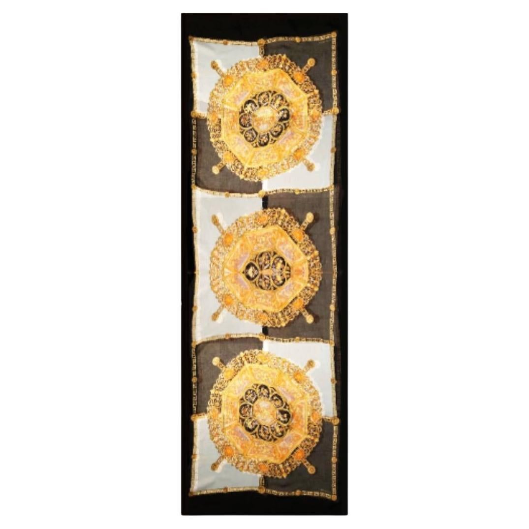 VERSACE Purple and Black Wool Medusa Scarf at 1stDibs black and