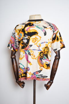 1990's VERSACE Native American Print Colourful Patterned T-Shirt - Tee