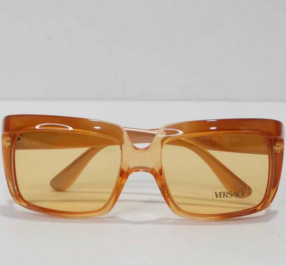 Beige 1990s Versace Orange Sunglasses For Sale