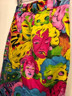 1990s Versace pop art Andy Warhol Marilyn Monroe x Betty Boop pants