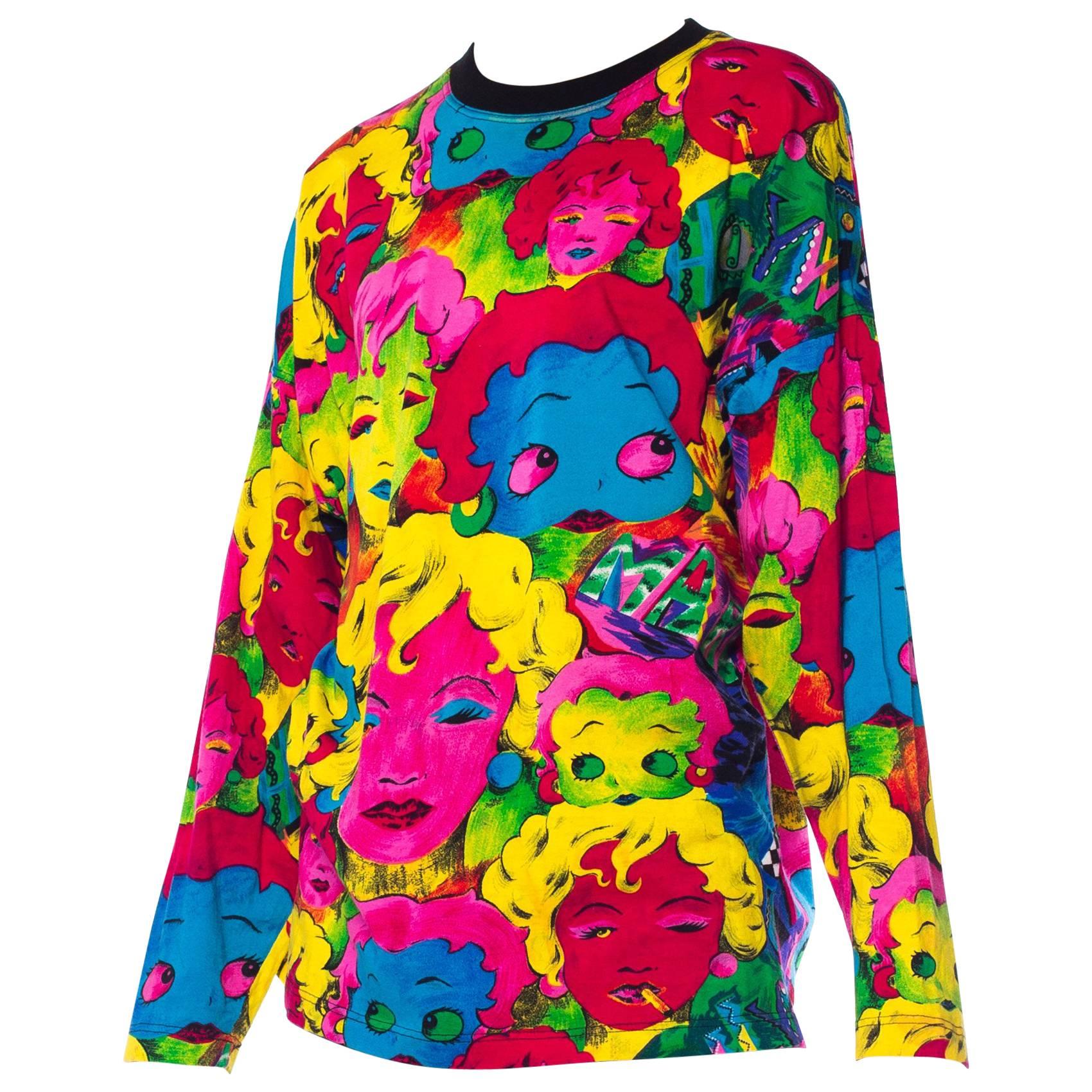 1990s Versace Pop-Art Marilyn 
Betty Boop Print Shirt