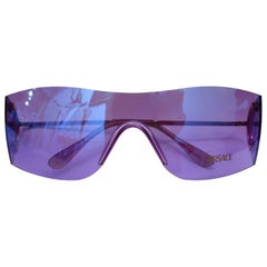 1990s Versace Purple Iridescent Shield Sunglasses