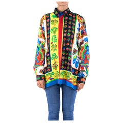 1990S VERSACE Silk Buddha Print Blouse