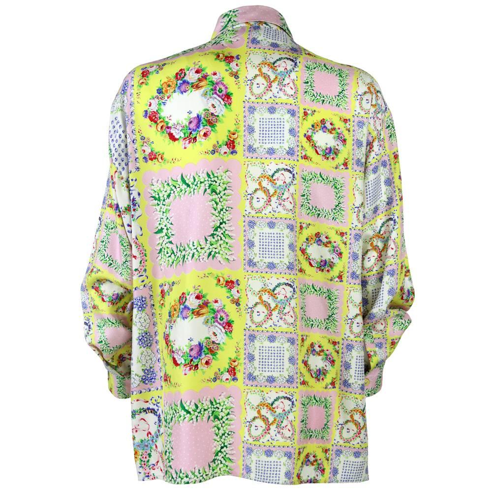 Beige 1990s Versace Silk Floral Shirt