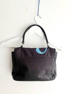 1990s Versace Versus Nylon Medusa Pin Top Handle Clutch Bag