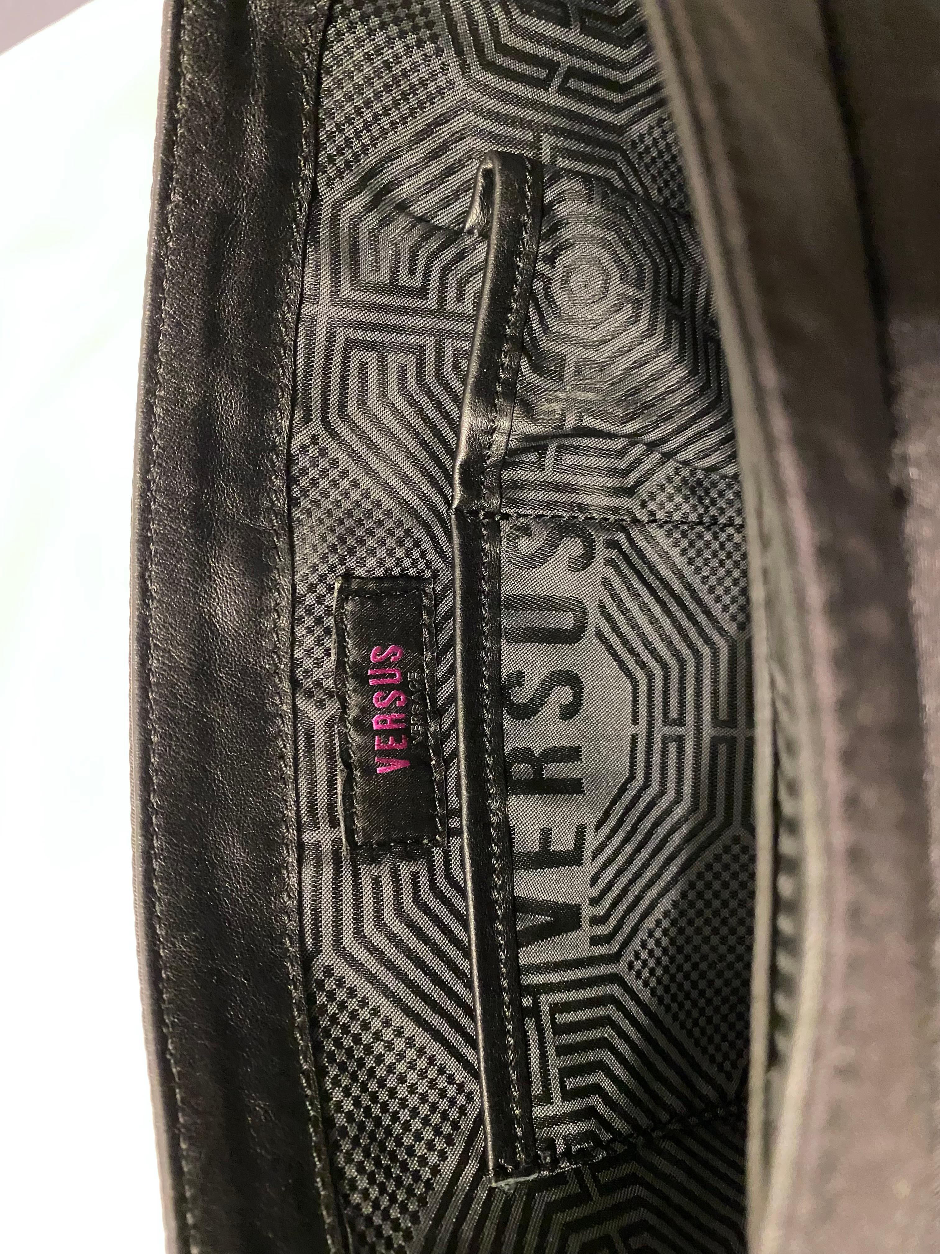1990s Versace Versus Nylon Medusa Pin Top Handle Clutch Bag For Sale 1