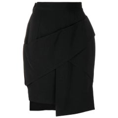 1990s Versace Vintage Black Asymmetric Skirt