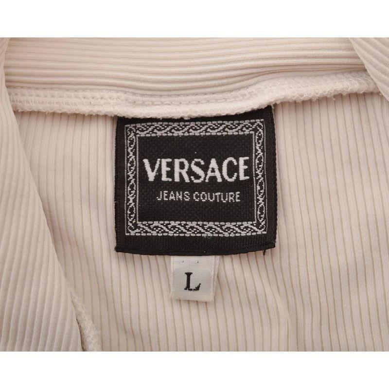 1990er Versace Weißer Schildkrötenhalsband gerippter Reißverschluss-Body Con Leotard Damen im Angebot