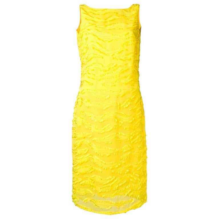 1990s Versace Yellow Midi Dress at 1stDibs
