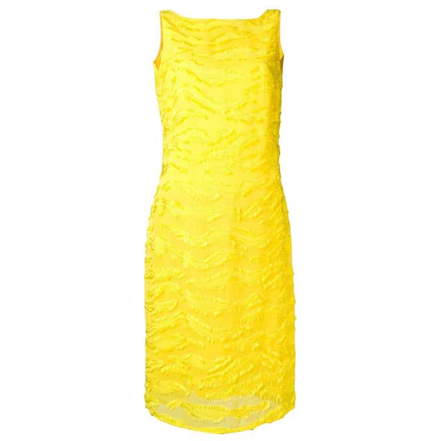 1990s Versace Yellow Midi Dress at 1stDibs | versace yellow dress