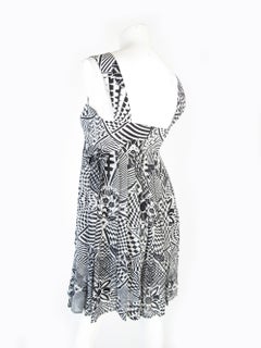 1990s Versus black and white silk baby doll dress