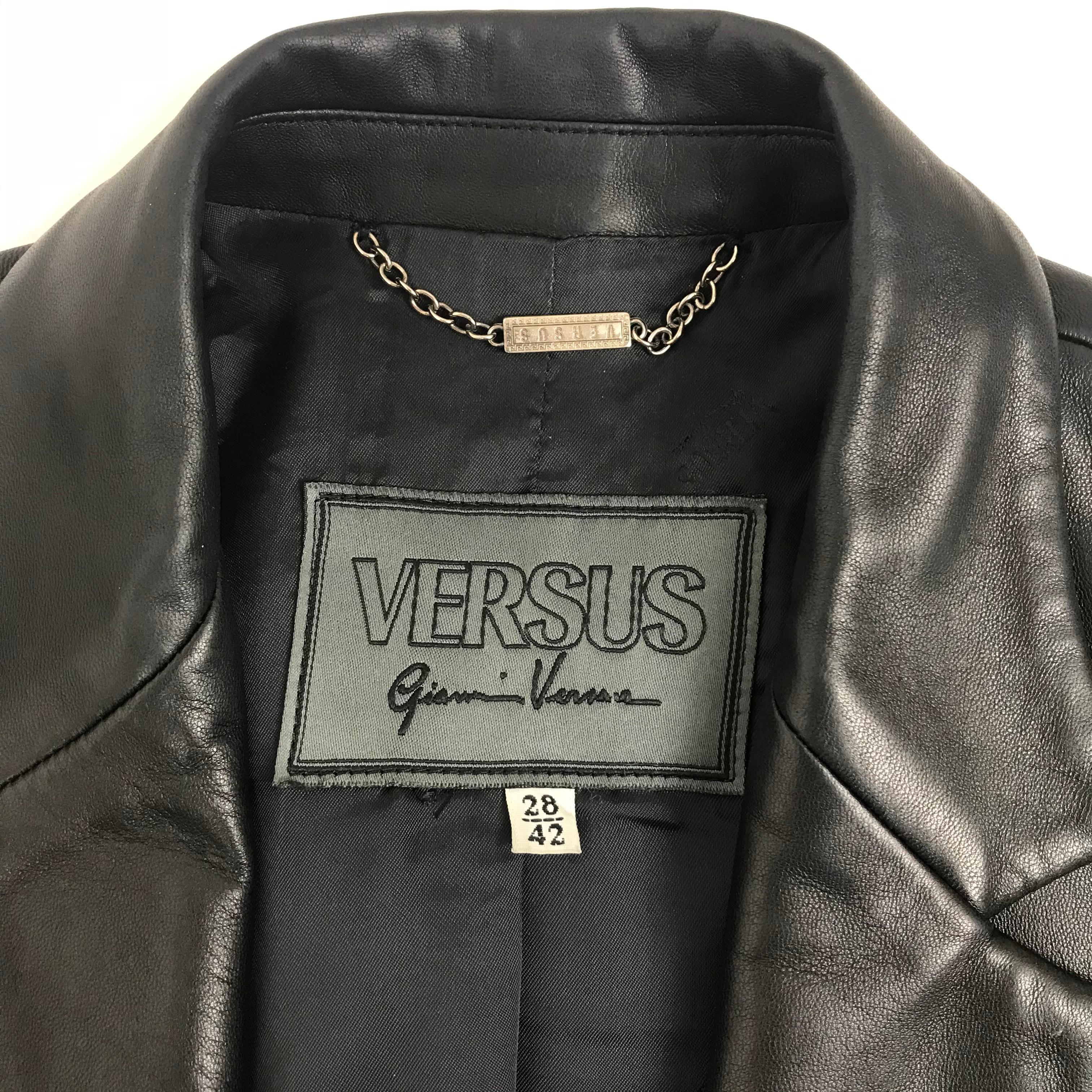 1990's Versus by Gianni Versace Leather Jacket Small 2