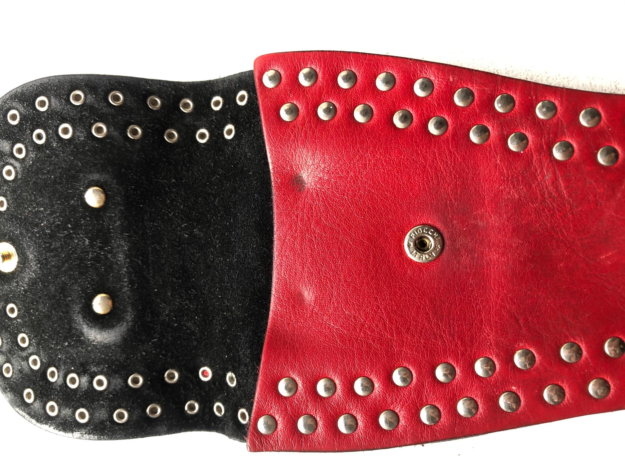 1990s Versus by Versace Medusa Leather Red Belt Stud Purse  In Good Condition For Sale In London, GB
