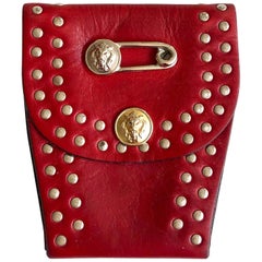 Vintage 1990s Versus by Versace Medusa Leather Red Belt Stud Purse 