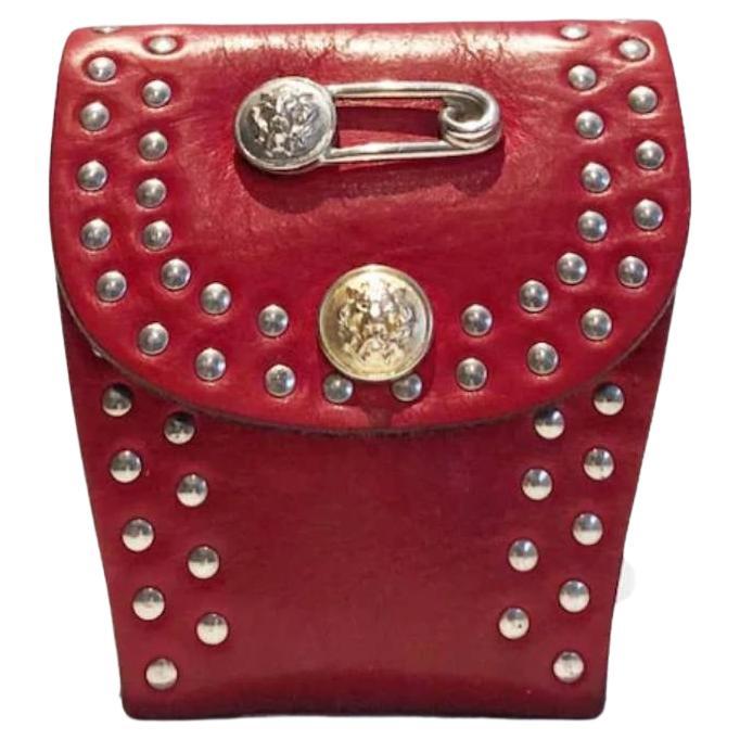 1990s Versus by Versace Medusa Leather Red Belt Stud Purse  For Sale