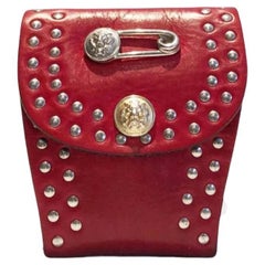 1990s Versus by Versace Medusa Leather Red Belt Stud Purse 