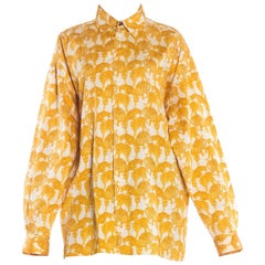 1990S VERSUS GIANNI VERSACE Black & Gold Cotton Sateen Leopard Print Shirt