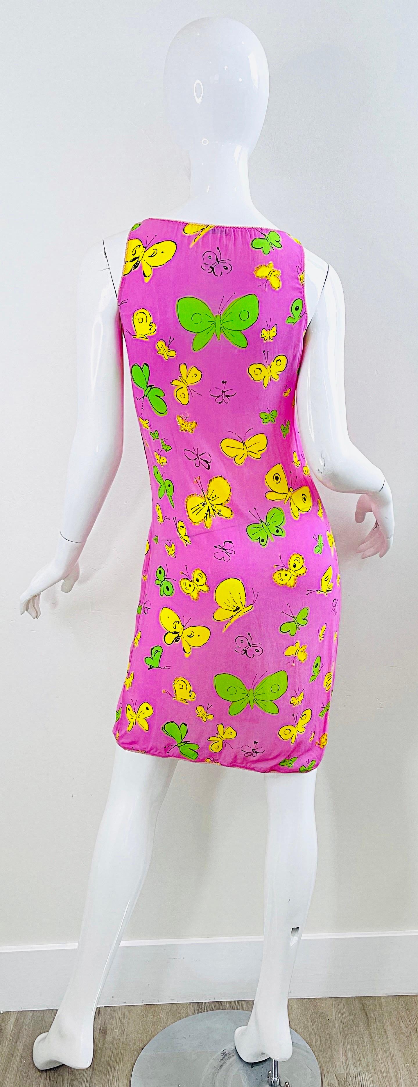 BARBIE 1990s Versus Gianni Versace Bubblegum Pink Beads Butterfly Dress Cardigan For Sale 5