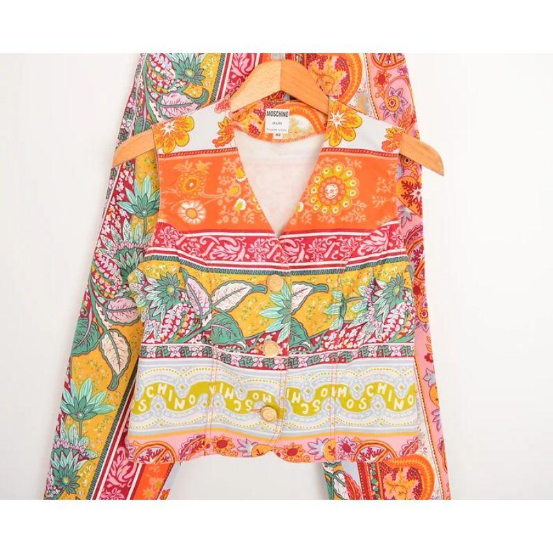 Women's 1990s Vibrant Colourful Moschino Wallpaper Paisley Pattern Floral Vest Waistcoat For Sale