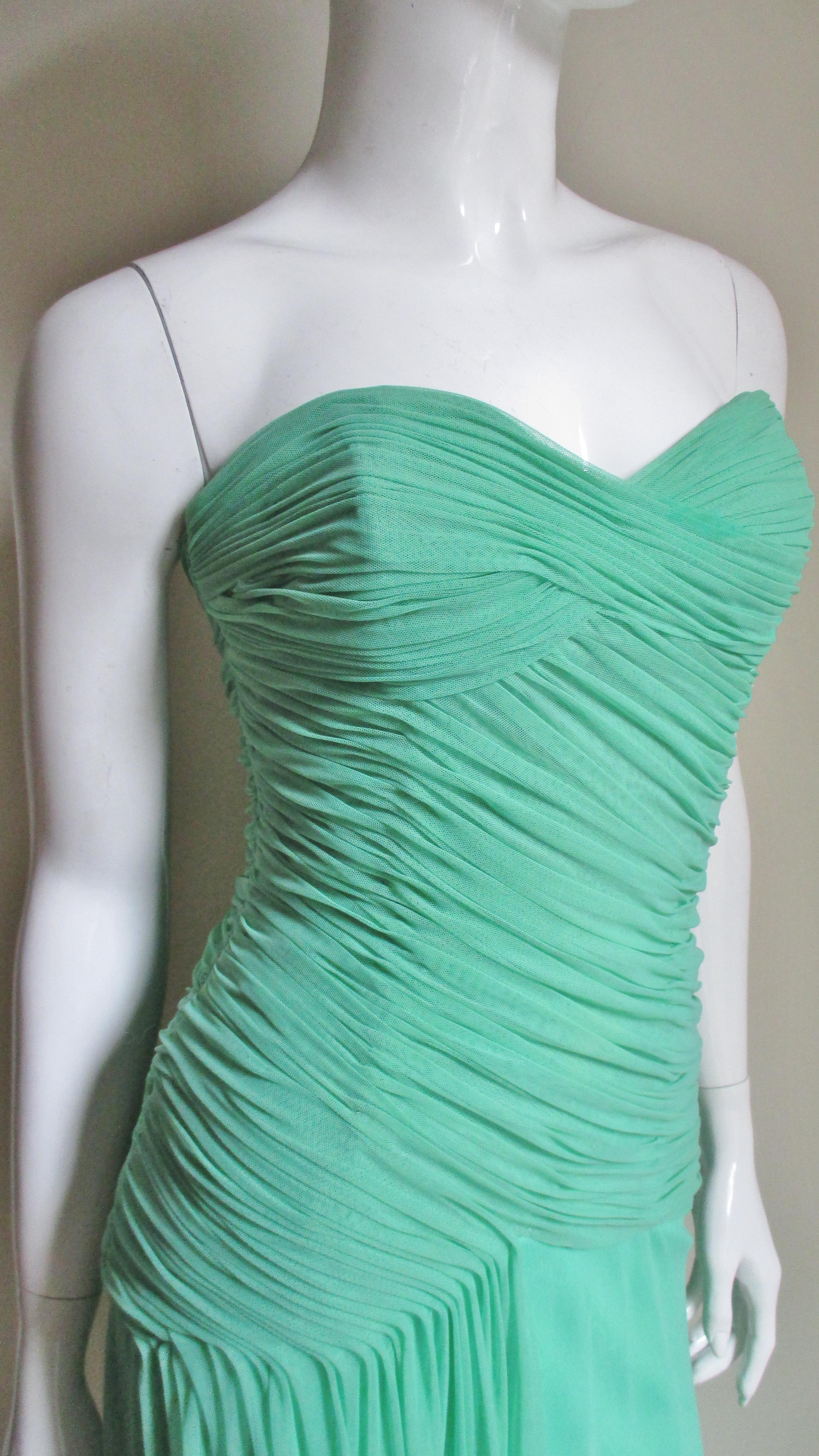 Vicky Tiel Strapless Ruched Strapless Dress For Sale 1