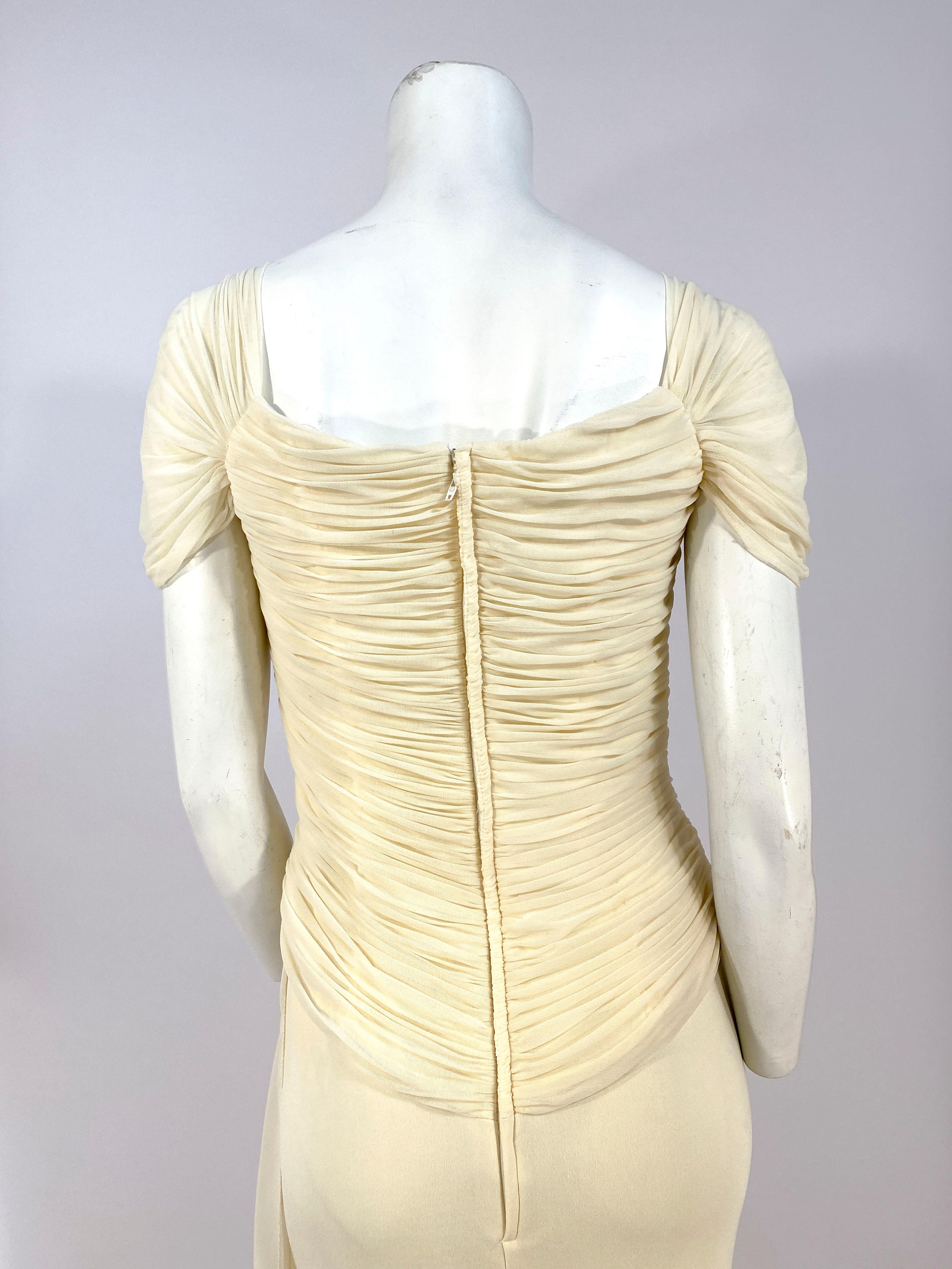Women's 1990s Vicky Tiel Couture Ivory Evening Gown