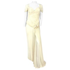 1990s Vicky Tiel Couture Ivory Evening Gown