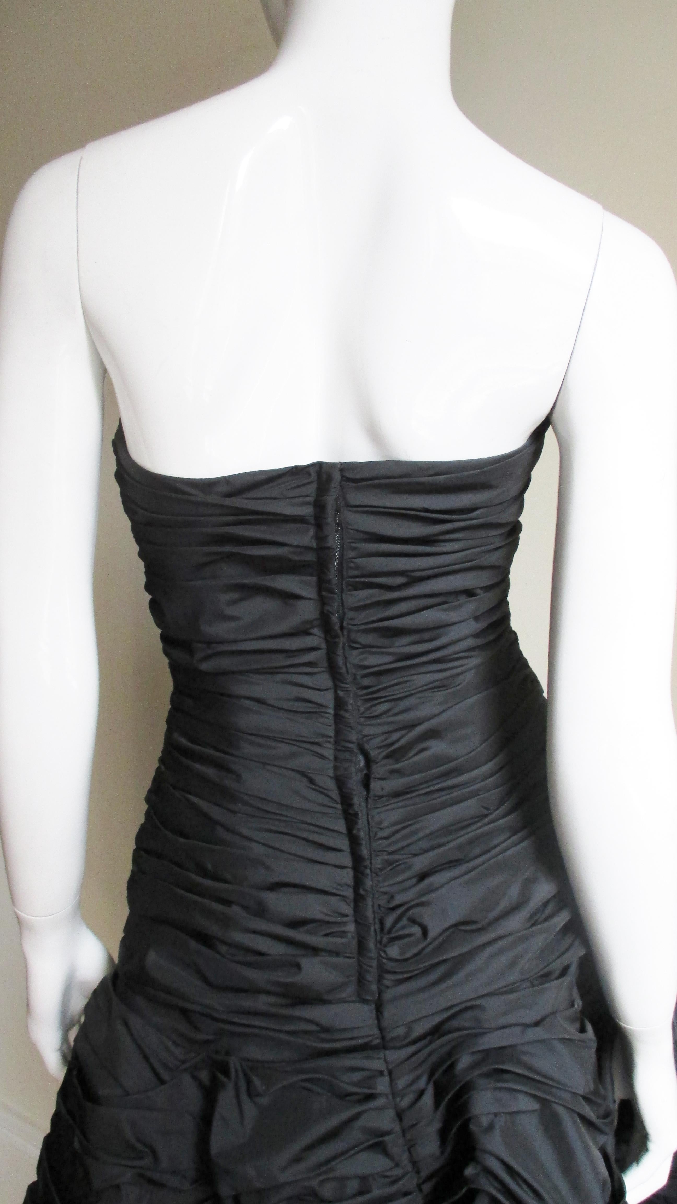 Victor Costa Ruched Strapless Dress 1980s 3
