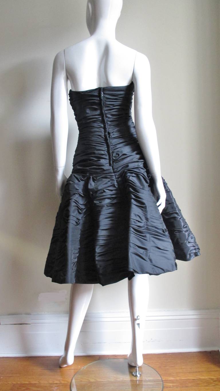 Victor Costa Ruched Strapless Dress 1980s 5