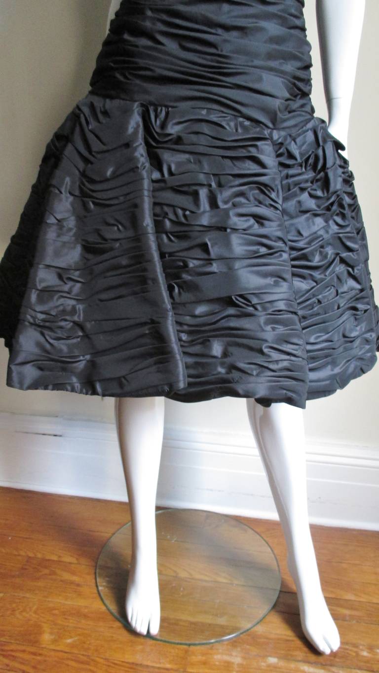 Victor Costa Ruched Strapless Dress 1980s In Excellent Condition In Water Mill, NY