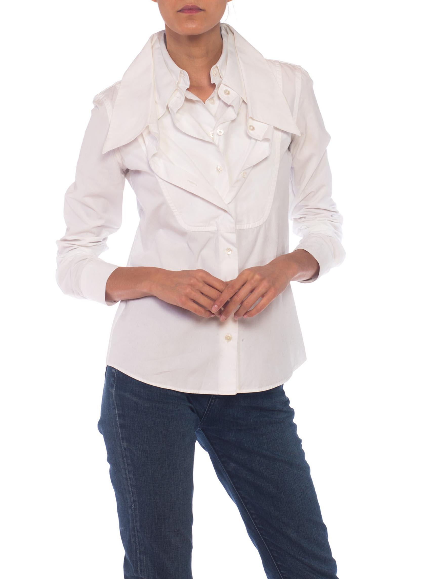 Gray 1990S VIKTOR & ROLF White Cotton Iconic Multi Collar Shirt For Sale