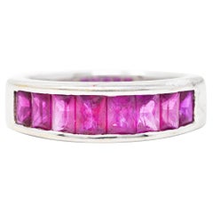 1990's Vintage 2.00 Carats Ruby 18 Karat White Gold Unisex Channel Band Ring
