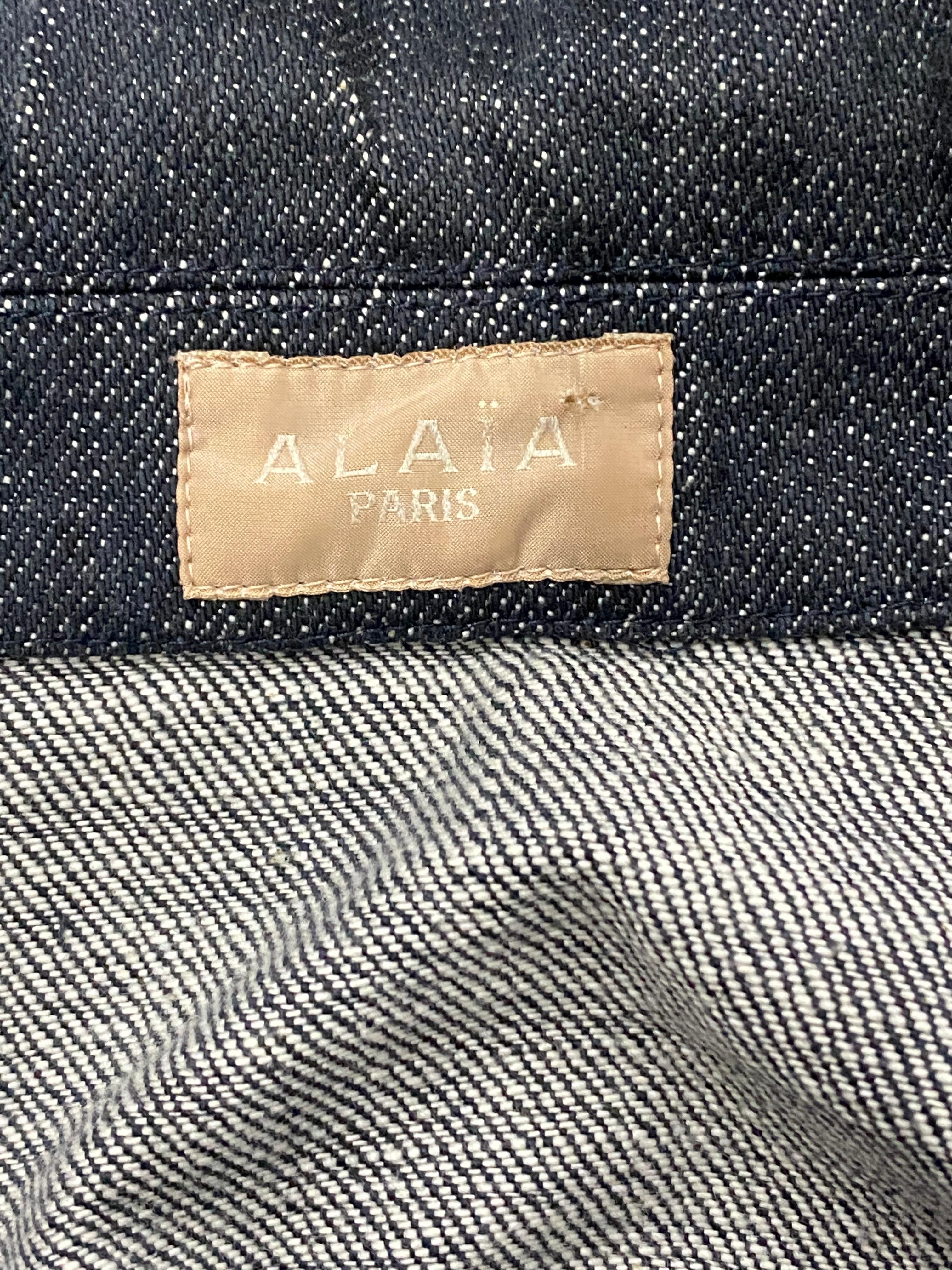 1990s Vintage Azzedine Alaia Denim Coat Jacket Size M 4