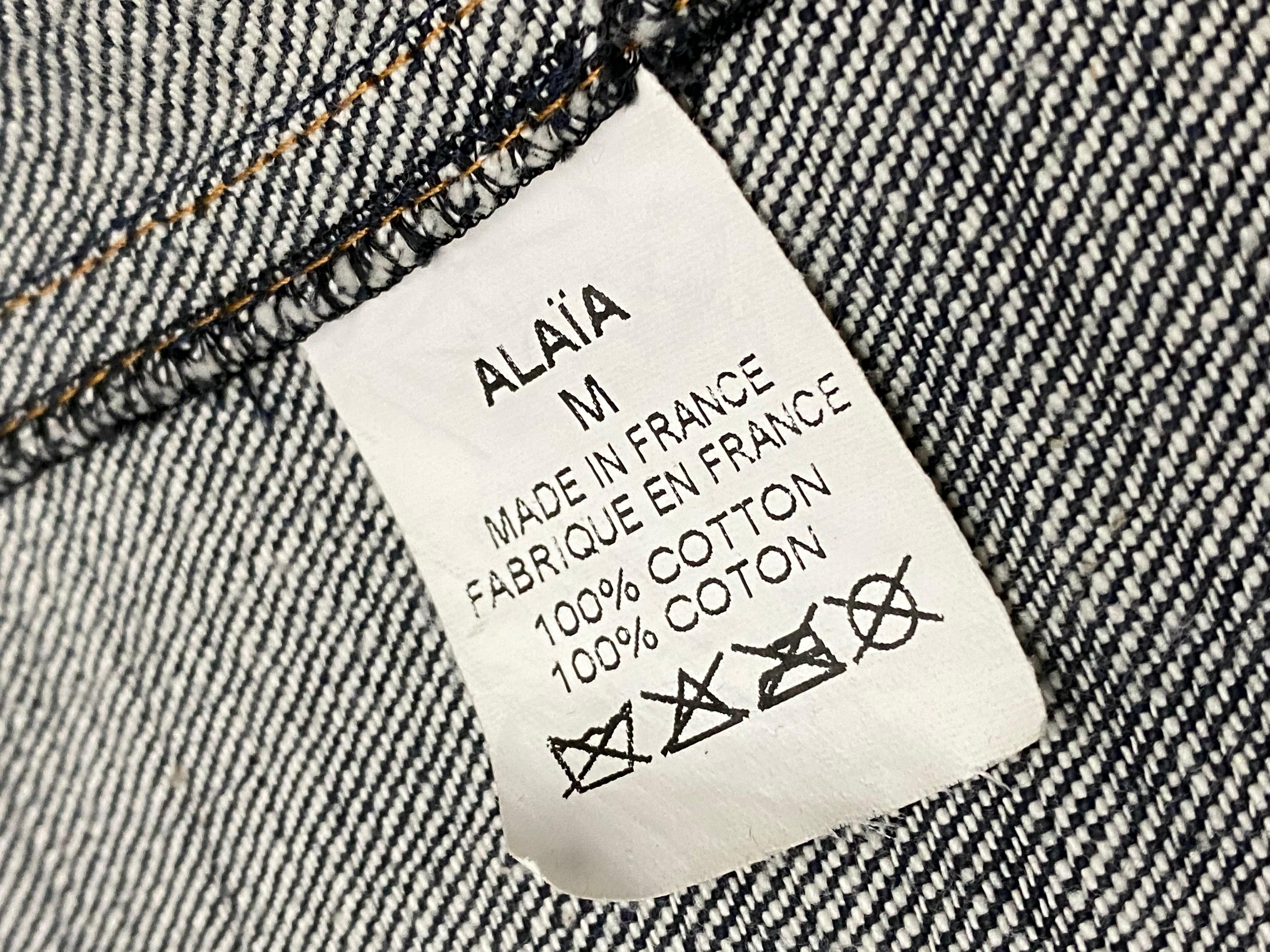 1990s Vintage Azzedine Alaia Denim Coat Jacket Size M 5