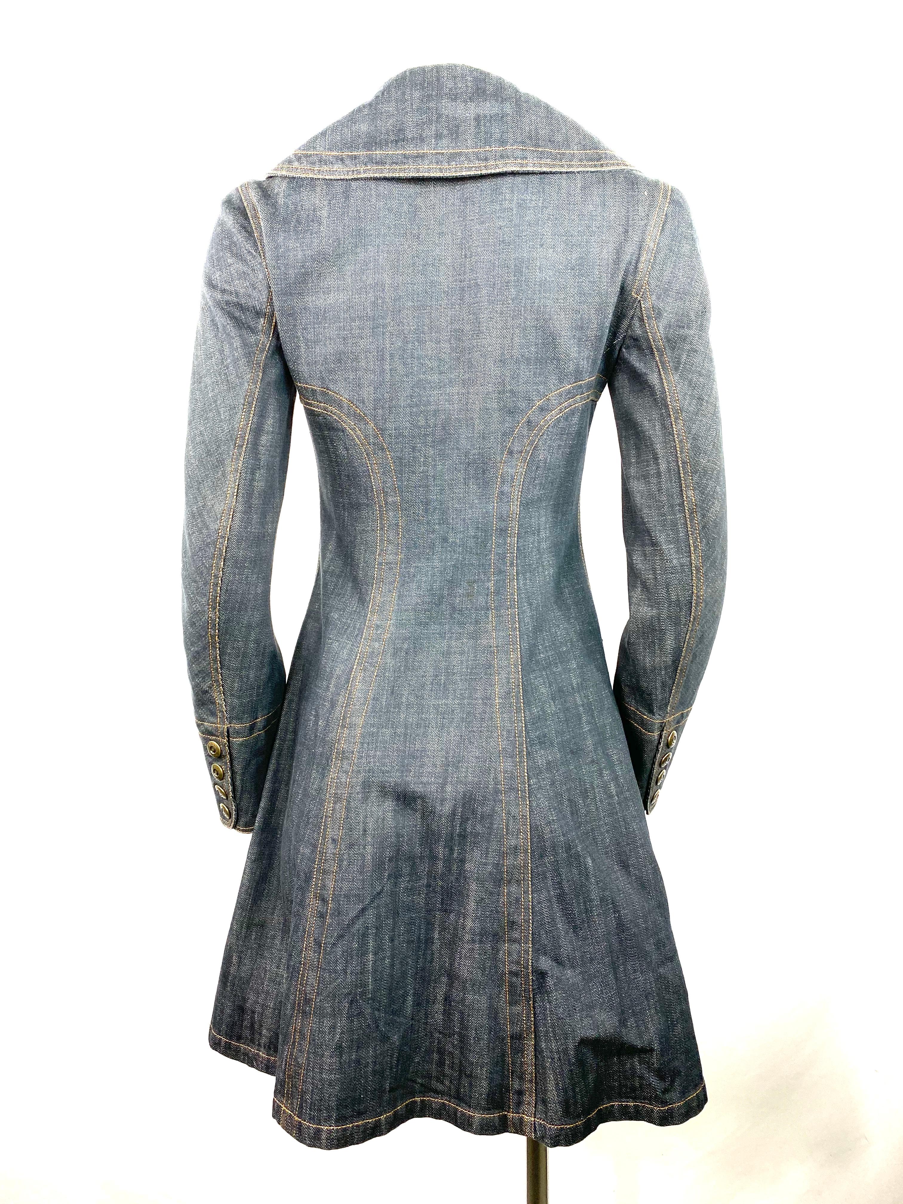 Gray 1990s Vintage Azzedine Alaia Denim Coat Jacket Size M