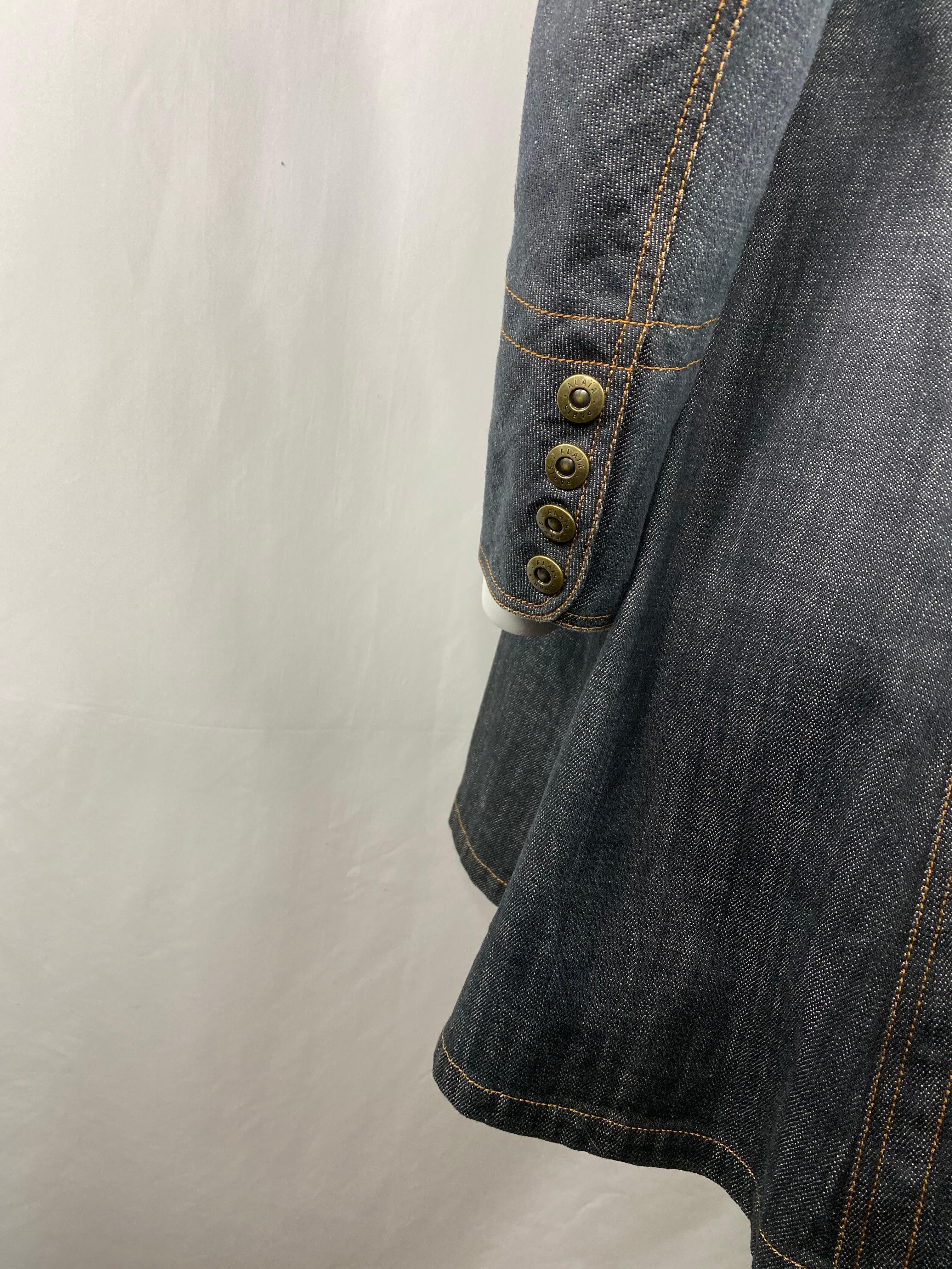 Women's or Men's 1990s Vintage Azzedine Alaia Denim Coat Jacket Size M