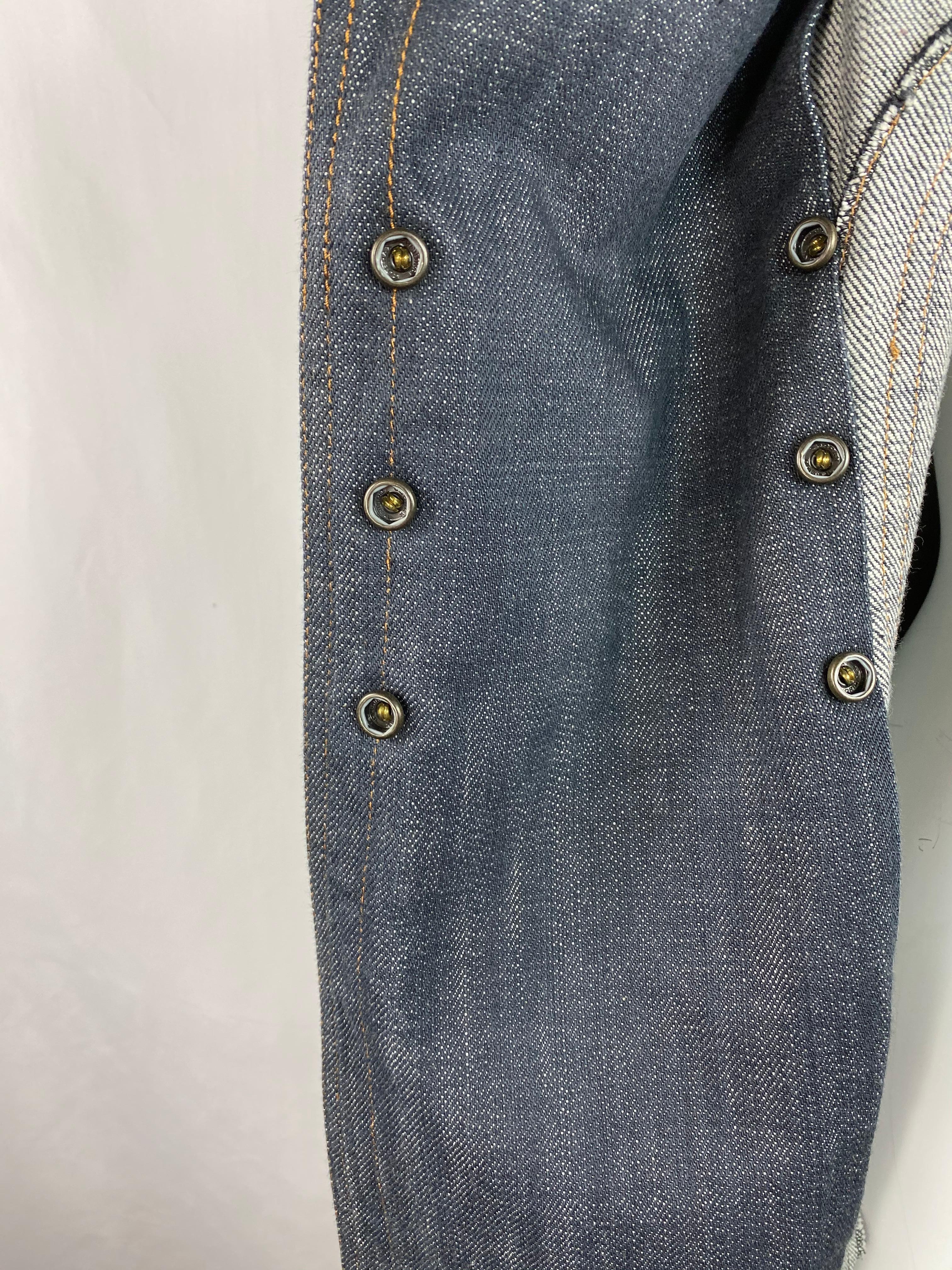1990s Vintage Azzedine Alaia Denim Coat Jacket Size M 2