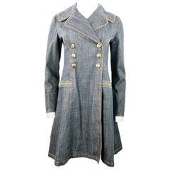 1990s Vintage Azzedine Alaia Denim Coat Jacket Size M