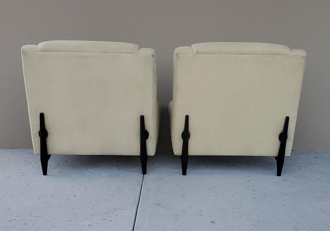 20th Century 1990s Vintage Barely Yellow Upholstered Club Chairs / Lounge Chairs, A Set of 2 For Sale