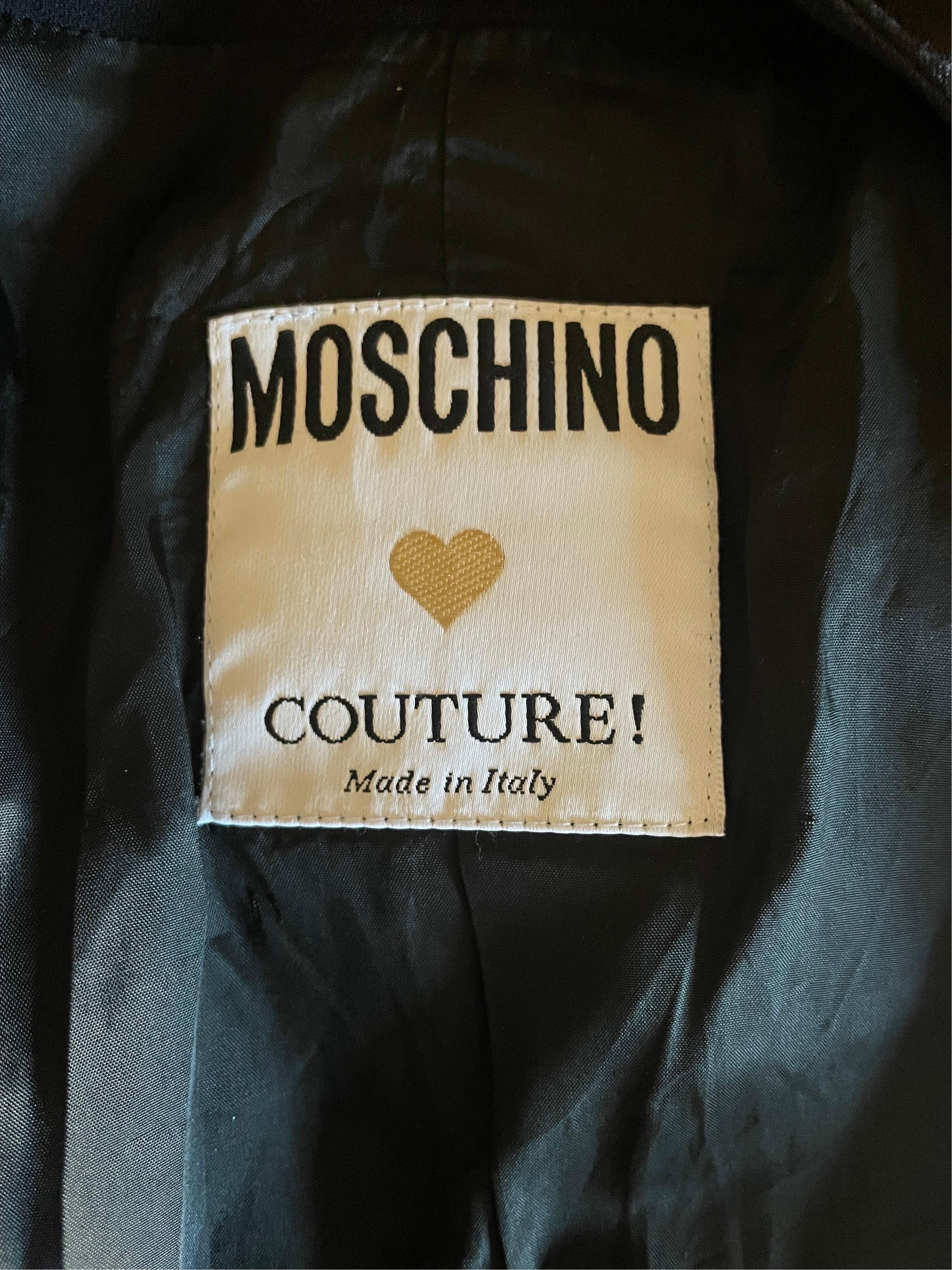 Noir Moschino Couture - Veste noire vintage des années 1990 en vente